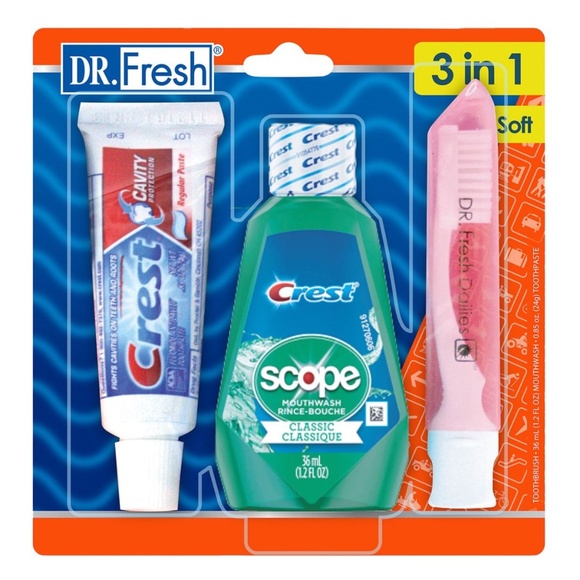 DR. FRESH CREST 3 PIECE DENTAL TRAVEL KIT 4 PACKAGES - Picture 2 of 4